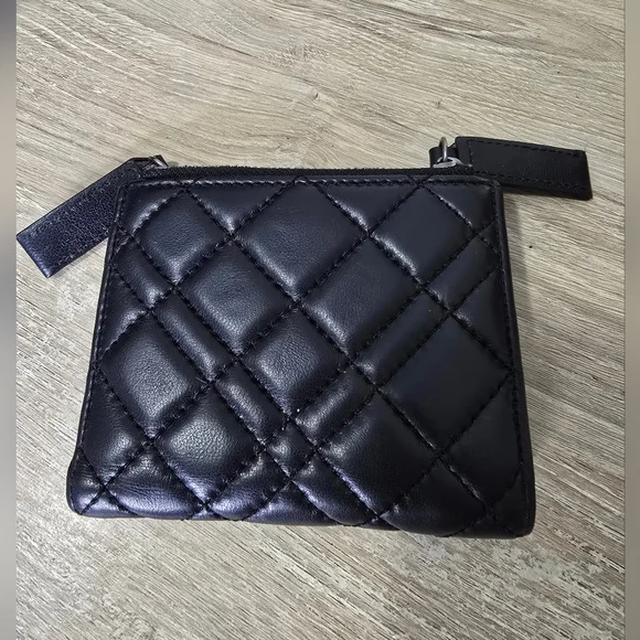 Kurt Geiger London Quilted Leather Wallet Black Zip Card Holder Kensington Style - Picture 4 of 11